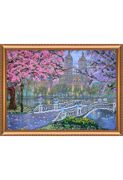 Bead Embroidery Kit on Art Canvas "Spring bloom"