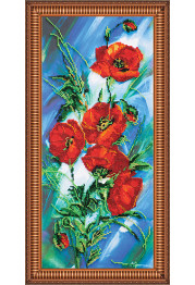 Bead Embroidery Kit on Art Canvas "Poppy dawn"