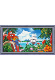 Bead Embroidery Kit on Art Canvas "Tropical Paradise"
