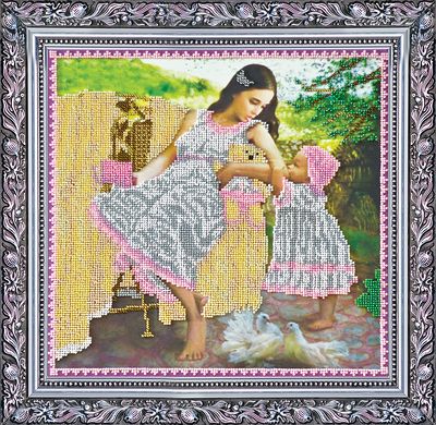 Bead Embroidery Kit on Art Canvas "A mother's love"