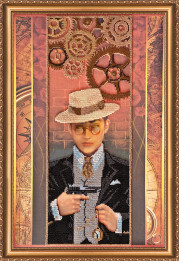 Bead Embroidery Kit on Art Canvas "Gangster"
