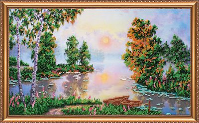 Bead Embroidery Kit on Art Canvas "Morning haze"