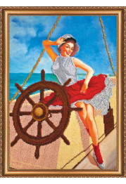 Bead Embroidery Kit on Art Canvas "Sailor girl"