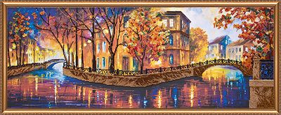 Bead Embroidery Kit on Art Canvas "Gold reflections"