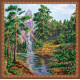 Bead Embroidery Kit on Art Canvas "Mountain waterfall"