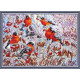 Bead Embroidery Kit on Art Canvas "Bullfinches"
