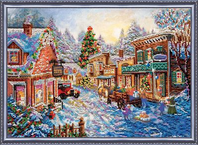 Bead Embroidery Kit on Art Canvas "Merry Yule"