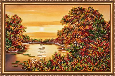 Bead Embroidery Kit on Art Canvas "Quiet Sunset"