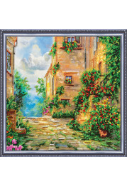Bead Embroidery Kit on Art Canvas "Flower street"