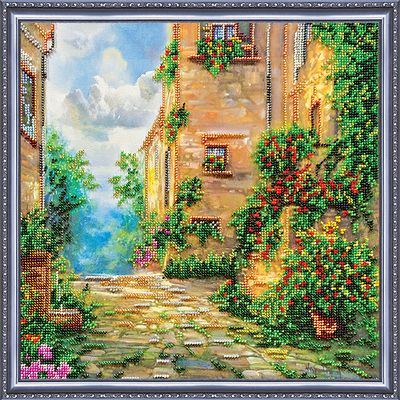 Bead Embroidery Kit on Art Canvas "Flower street"