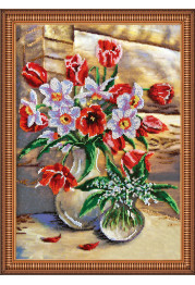 Bead Embroidery Kit on Art Canvas "Breath of Spring"