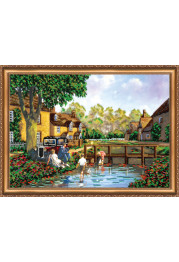 Bead Embroidery Kit on Art Canvas "Sunday picnic"