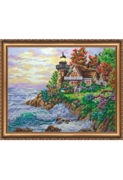 Bead Embroidery Kit on Art Canvas "House by the sea"
