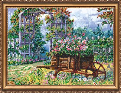 Bead Embroidery Kit on Art Canvas "Garden"