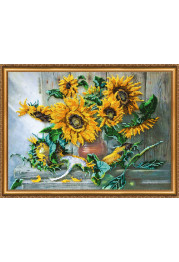 Bead Embroidery Kit on Art Canvas "Flowers of the Sun"