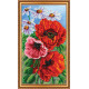 Bead Embroidery Kit on Art Canvas "Wild poppies – 1"