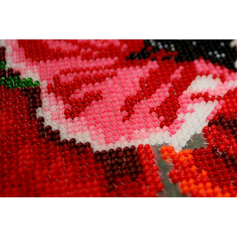 Bead Embroidery Kit on Art Canvas "Wild poppies – 1"