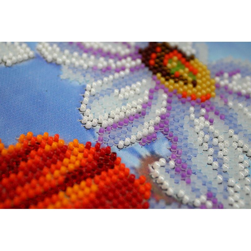 Bead Embroidery Kit on Art Canvas "Wild poppies – 1"