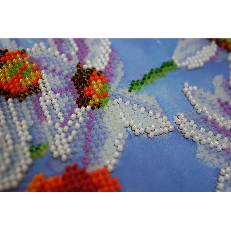 Bead Embroidery Kit on Art Canvas "Wild poppies – 1"