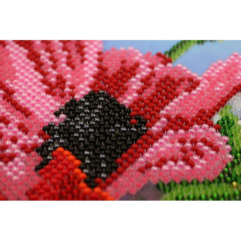 Bead Embroidery Kit on Art Canvas "Wild poppies – 2"