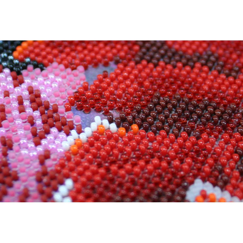 Bead Embroidery Kit on Art Canvas "Wild poppies – 2"