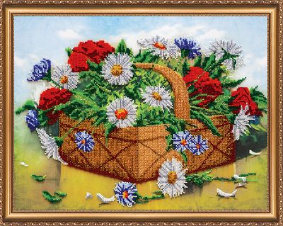 Bead Embroidery Kit on Art Canvas "Basket of summer"