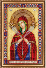 Bead Embroidery Kit on Art Canvas "Icon of the Mother of «Seven Arrows»"