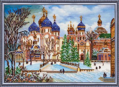 Bead Embroidery Kit on Art Canvas "Church"
