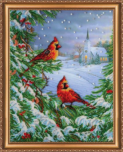 Bead Embroidery Kit on Art Canvas "February frost"