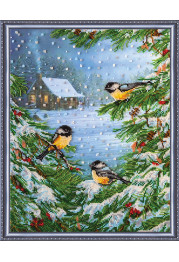 Bead Embroidery Kit on Art Canvas "January bitter cold"