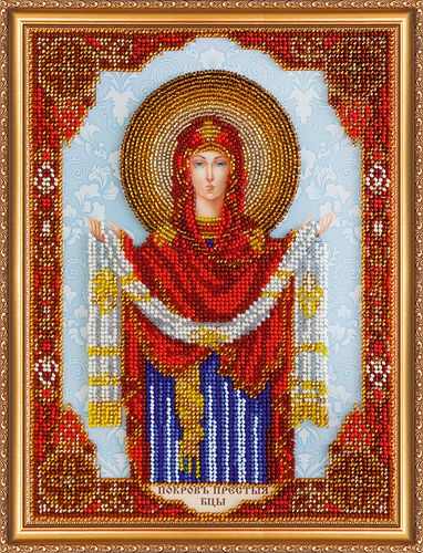 Bead Embroidery Kit on Art Canvas "Icon «Protection of the Blessed Virgin»"