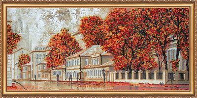 Bead Embroidery Kit on Art Canvas "Autumn Kaleidoscope"