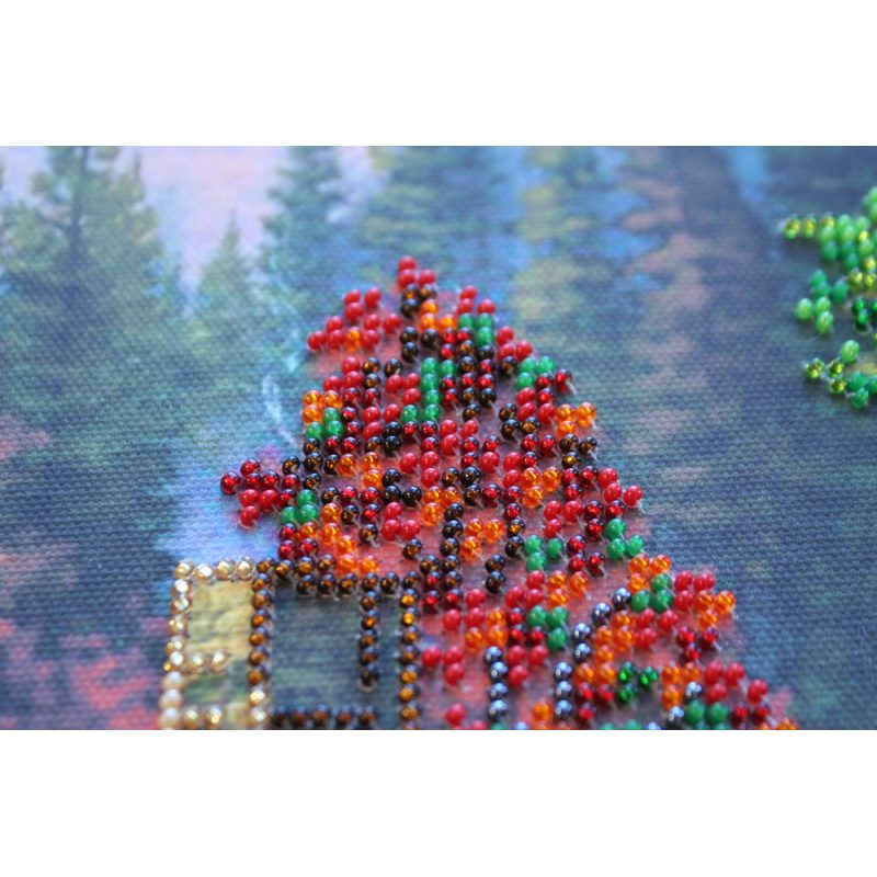 Bead Embroidery Kit on Art Canvas "Mountain river"