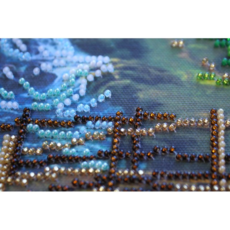 Bead Embroidery Kit on Art Canvas "Mountain river"