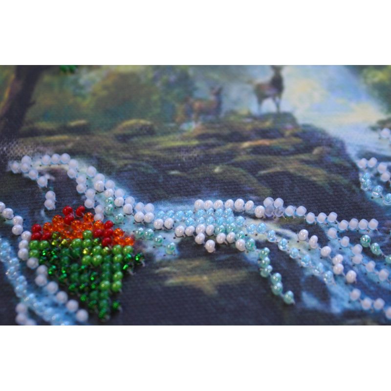 Bead Embroidery Kit on Art Canvas "Mountain river"