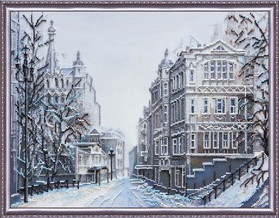 Bead Embroidery Kit on Art Canvas "Frosty sunrise"