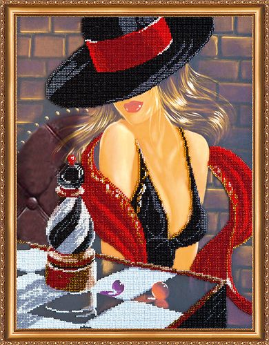 Bead Embroidery Kit on Art Canvas "Chess queen"