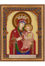 Bead Embroidery Kit on Art Canvas "Icon of the Mother of God “The Quick to Hearken”"
