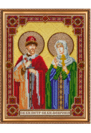 Bead Embroidery Kit on Art Canvas "Icon of St.Petr the Prince and St.Fevronia the Princess"