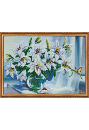 Bead Embroidery Kit on Art Canvas "Madonna lilies"