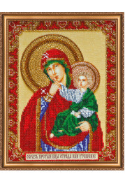 Bead Embroidery Kit on Art Canvas "Icon of the Mother of God "Refreshing and Refuge""