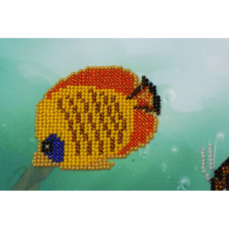 Bead Embroidery Kit on Art Canvas "Underwater hunting"