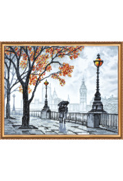 Bead Embroidery Kit on Art Canvas "Autumn embankment"