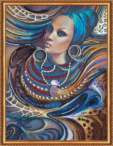 Bead Embroidery Kit on Art Canvas "Colors of Africa"