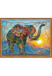 Bead Embroidery Kit on Art Canvas "Mosaic elephant"
