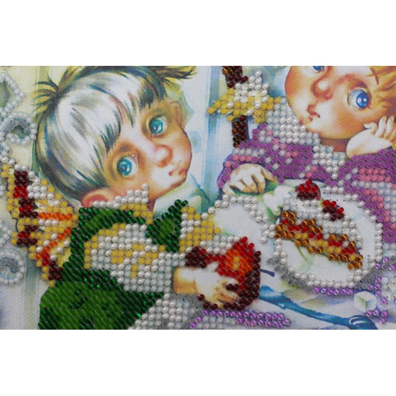 Bead Embroidery Kit on Art Canvas "Christmas Party"