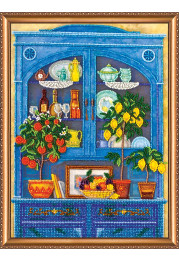 Bead Embroidery Kit on Art Canvas "Kitchen buffet"