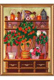 Bead Embroidery Kit on Art Canvas "Dinner room buffet"