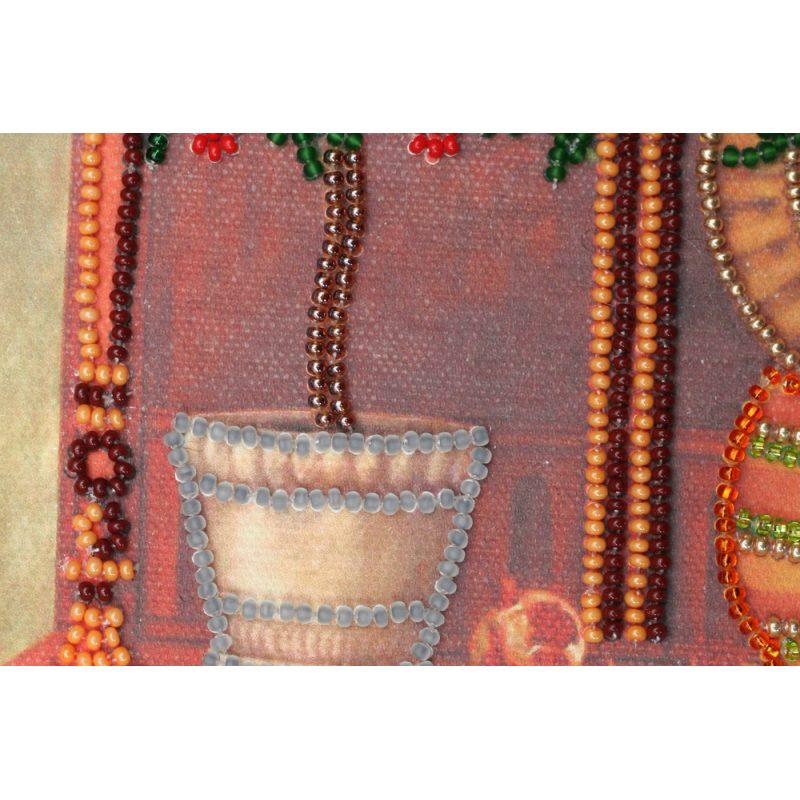 Bead Embroidery Kit on Art Canvas "Dinner room buffet"