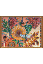 Bead Embroidery Kit on Art Canvas "Leaf fall"